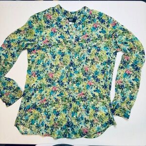 Kut from the Kloth Floral Womens Chiffon Button down Top Blouse Size Small EUC‎